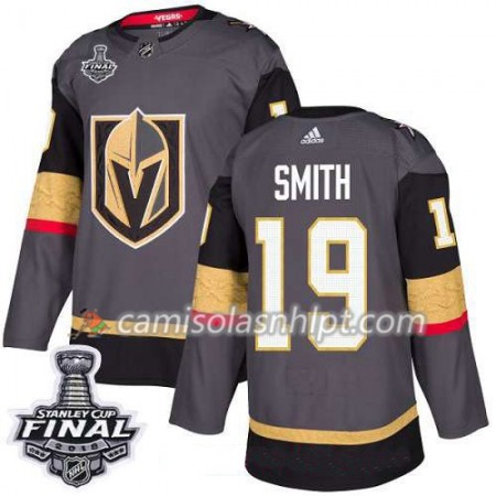 Camisola Vegas Golden Knights Reilly Smith 19 2018 Stanley Cup Final Patch Adidas Cinza Authentic - Homem